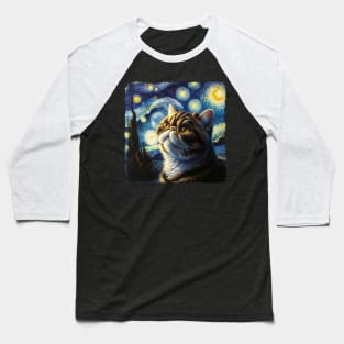 Exotic Shorthair Starry Night Inspired - Artistic Cat Baseball T-Shirt